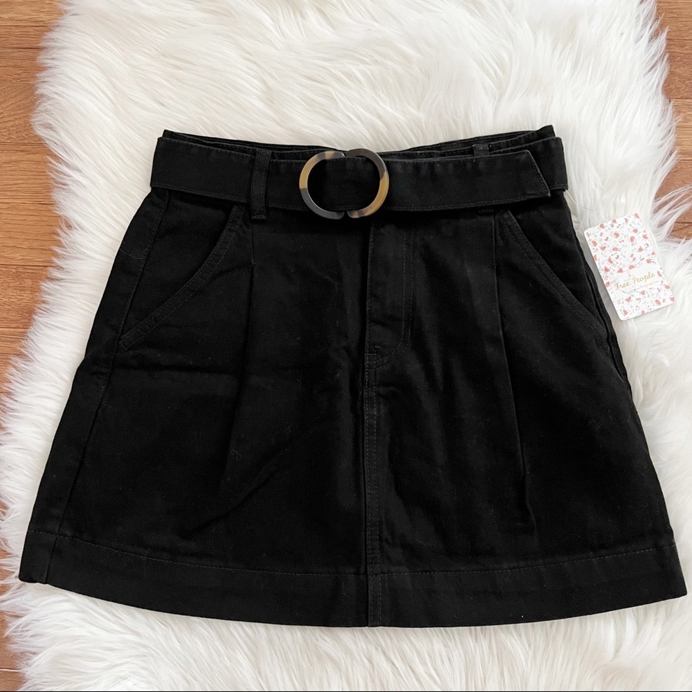 Free People Black Belted Skirt